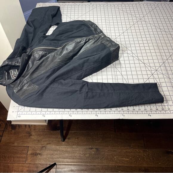 Lucky Brand Womens Black Goat Leather Moto Jacket Mixed Media Sm Cotton - Picture 14 of 14